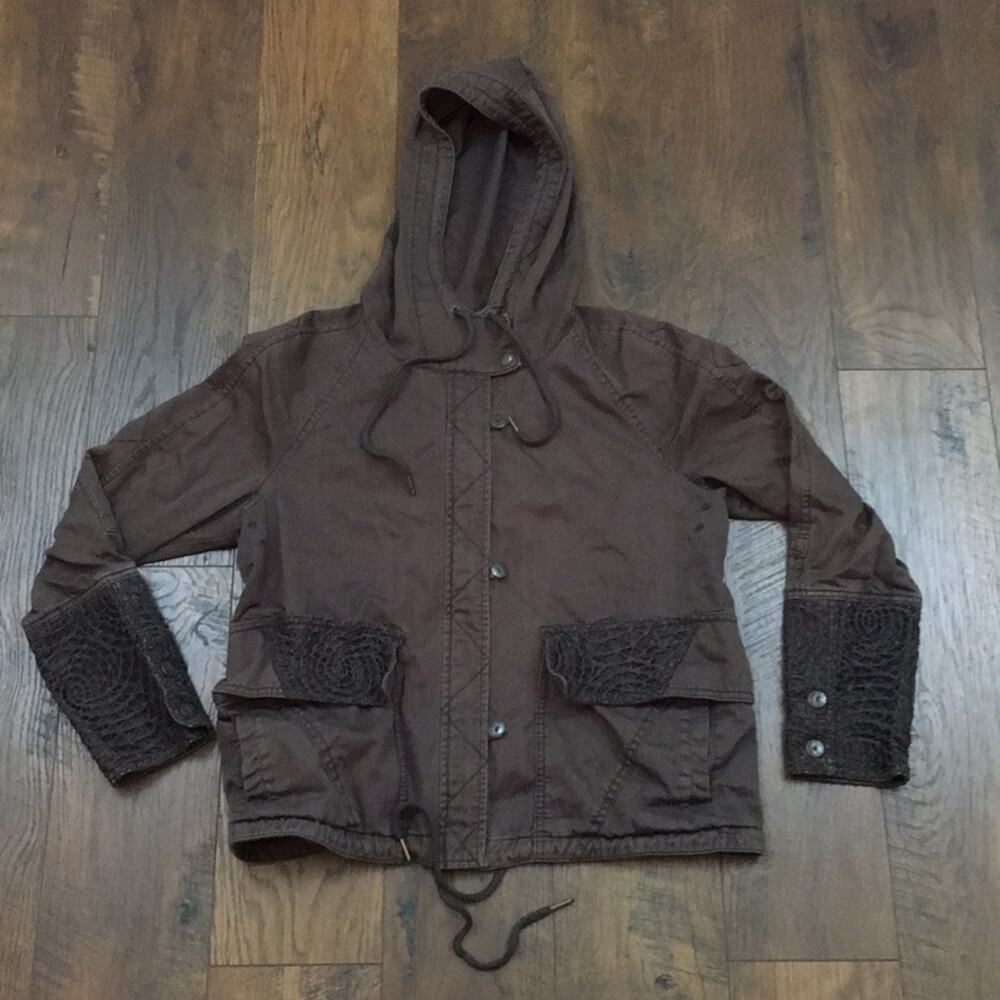 Anthro Hei-Hei Military Lace Trimmed Gray Jacket